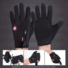 Black cycling gloves with a brand logo on a dark background