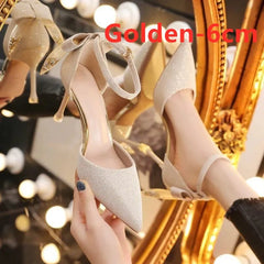 Pumps Women Pointed Toe Mid-High Heel Comfortable Cute Wedding Cocktail Elegant Fashion Shoes