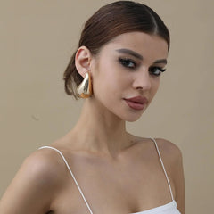 High Fashion Chunky Earrings for Women Gold Plated Stainless Steel High-Quality Waterdrop Vintage Stud Earrings Celebrity Fashion