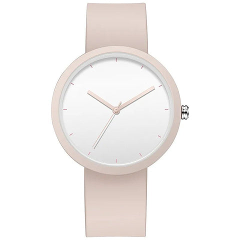 Watch Women Minimalist 41mm PVD Finish Rubber Strap Ladies Quartz Elegant Casual Fashion Wristwatch