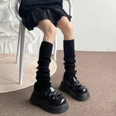 Knitted Leg Warmers Women Thigh High Punk Vintage 90s School Girls Warm Stylish Fashion Socks