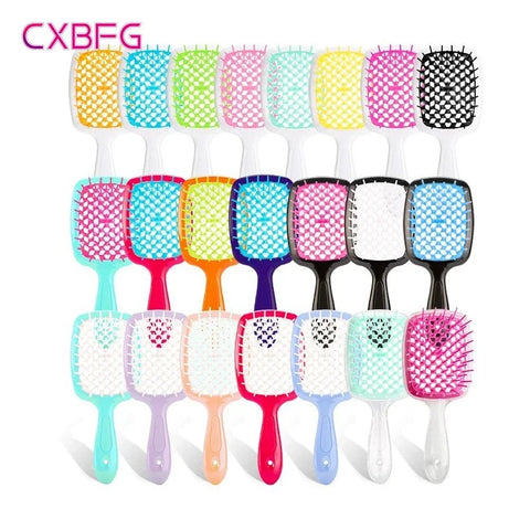 Detangling Hair Brush Massage Comb Hollow Out Wet Curly Barber Salon Hair Styling Tool Accessory
