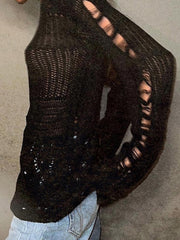 Vintage Distressed Holes Women's Sweater Casual Grunge Loose Long Pullovers