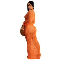Crochet Beach Cover Up Women Knitted V-Neck Hollow Out Dress Casual Summer Swimwear Fashion