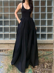Maxi Dress Women Elegant Long Black Spaghetti Strap Vintage Slim Party Cocktail Fashion Dress
