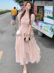 Midi Dress Women Chiffon Fairy Solid Elegant A-Line Chic Contemporary Casual Party Fashion Dress