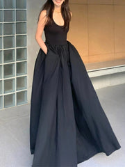 Maxi Dress Women Elegant Long Black Spaghetti Strap Vintage Slim Party Cocktail Fashion Dress
