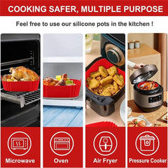 Air Fryer Liner Silicone Reusable Insert Pan Oven Baking Tray Pizza Fried Chicken Basket Accessory