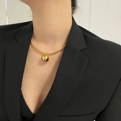 Pendant Necklace Women Brass Snake Chain Ball Fine Jewelry Designer Fashion Gift Accessories