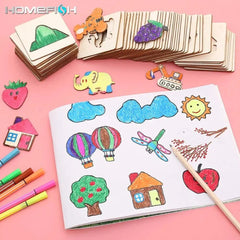 Drawing Stencil Template Kids Wooden Montessori 20pcs DIY Painting Educational Learning Toy Gift