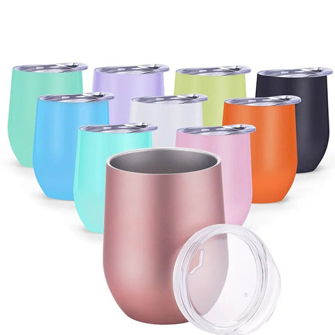 Thermos Cup Stainless Steel Double Insulated Stemless Tumbler Wine Beer Tea Soda Heat Cold Retaining