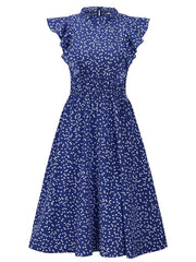 Floral Print Chiffon Sundress Women Butterfly Sleeve A-Line Ruffle Casual Beach Vacation Summer