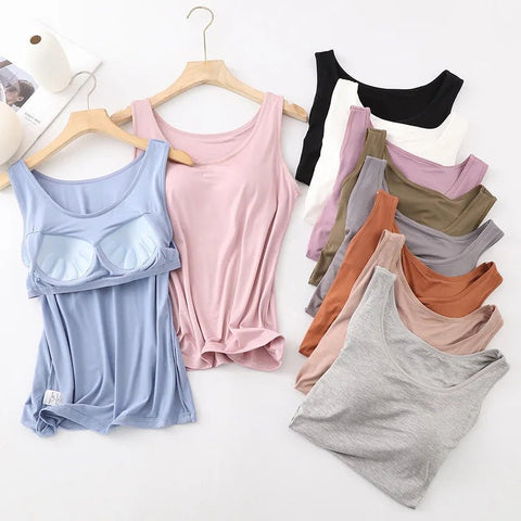 Camisole Top Women Plus Size Wide Shoulder Strap Chest Pad Cropped Vest Casual Summer Underwear
