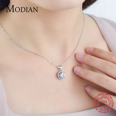 Pendant Necklace Women 925 Sterling Silver 2.0Ct Cubic Zirconia Luxury Chain Fine Jewelry Gift