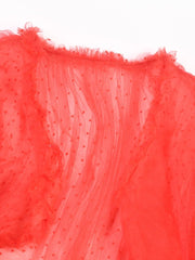 Mesh Dressing Gown Women Red Dot Long Oversized V-Neck Long Sleeve Loose Fit Holiday Fashion