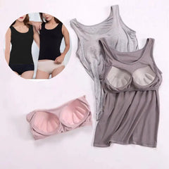 Tank Top Women Solid Color O-Neck Sleeveless Wire-Free Elastic Camisole Bra Pads Casual Fitness Vest
