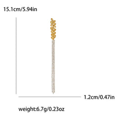 Luxury Brooch Rhinestone Long Thread Tassel Lapel Pins Ear Of Wheat Brooches Jewelry for Clothing