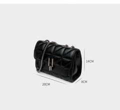 Vegan Leather Chain Shoulder Bag Women Luxury Chic Trendy Messenger Casual Fashion Handbag