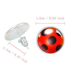 Ladybug Stud Earrings Unisex Glass Cute Gem Bug Kids Women Men Birthday Christmas Holiday Gift