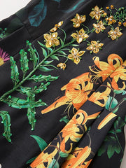 Midi Dress Women Loose Square Collar Sleeveless Floral Print Casual Elegant Summer Fashion Dress
