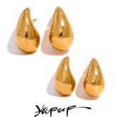 Gold Plated Over Stainless Steel Water Drop Fashion Hollow Stud Earrings Personalized Waterproof Charm Jewelry Gift for Her