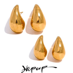 Stud Earrings Women Gold Plated Stainless Steel Water Drop Hollow Waterproof Charm Jewelry Gift