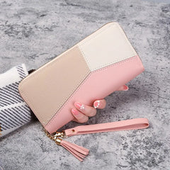 Faux Leather Zipper Wallet pink