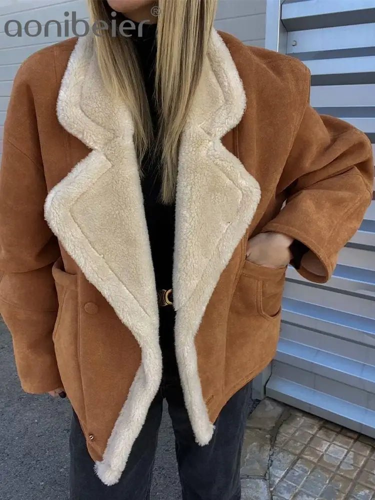 Faux Suede Shearling Jacket
