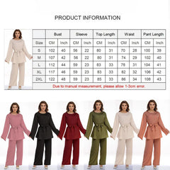 Plus Size Clothing Women's Lace-up Two-piece Pant Sets Solid Pattern Loose Fit