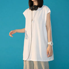 Tank Top Women Oversized Loose Casual O-Neck Sleeveless Teen Everyday Fashion Tee Top