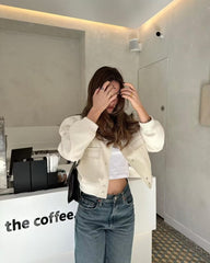 Bomber Jacket Women Trendy Long Sleeve Big Pockets Casual Chic Outerwear Fashion Coat