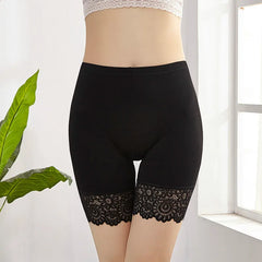 Women's Plus Size Anti-Chafing Safety Pants Soft and Comfy Shorts Boxers Modal Material Underwear with Lace