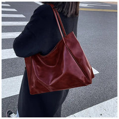 Tote Bag Women Soft PU Leather Large Capacity Underarm Retro Crossbody Shoulder Casual Portable Purse