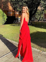 Maxi Dress Women Elegant Deep V-Neck Ruffle Backless Side Split Party Clubwear Long Fashion Dress
