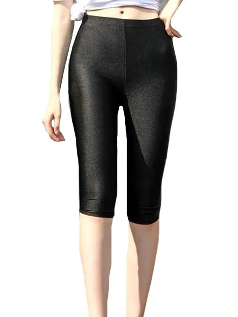 Leggings Women Fluorescent Shiny Capri Spandex Super Elastic Fitness Casual Spring Summer Fashion