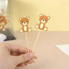 Food Picks 20-Piece Cute Bear Cake Dessert Appetizer Fruit Fork Birthday Baby Shower Christmas Decor