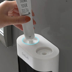 Toothpaste Dispenser Wall Mount Automatic Squeezer Magnetic Toothbrush Holder Rack Bathroom Accessory