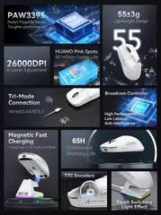 Bluetooth Mouse Tri-Mode RGB Touch Magnetic Charging Base Macro Gaming Mouse Wireless Great Gift