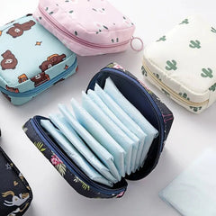 Tampon Storage Bag Portable Waterproof Organizer Pouch Cartoon Pattern Sanitary Pad Napkin Bag