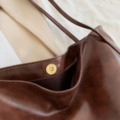 Tote Bag Women Soft PU Leather Large Capacity Underarm Retro Crossbody Shoulder Casual Portable Purse