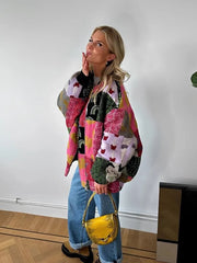 Women's Vintage Print Quilted Patchwork Jacket Autumn Winter Loose Boho Quilted Coat Jacket