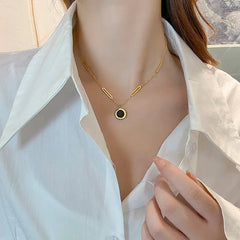 Pendant Necklace Women Stainless Steel Roman Digit Wafer Classic Fashion Jewelry Christmas Gift