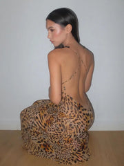 Elegant Tie Dye Floral Chiffon Dress Summer Sexy Women's Backless Lace Bodycon See Through Beach Party Maxi Dress