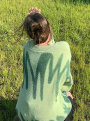 Oversized Sweater Women Long Sleeve Loose Fit Y2K Crew Neck Knitted Pullover Casual Fashion Top