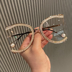Rhinestone Crystal Oversized Sunglasses Women Luxury Fashion UV400 Elegant Eyewear
