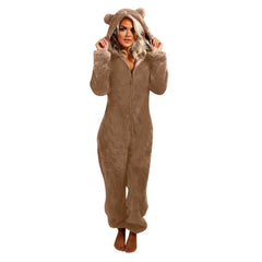 Women's Long Sleeve Hooded Jumpsuit Pajama Sleepwear