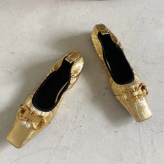 Square Toe Vintage Slip On Loafers Ballet Flats Shoes