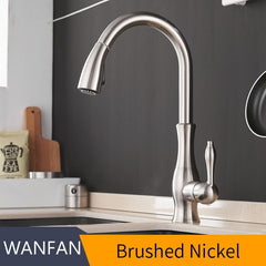 Kitchen Faucet Silver Single Handle Pull Down Tap Sink Mixer Home Plumbing Accessory