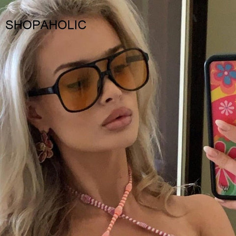 Oversized Vintage Aviation Sunglasses Women Big Frame Retro UV400 Casual Fashion Eyewear