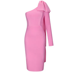 One Shoulder Rayon Bandage Bodycon Dress Women Elegant Club Party Casual Fashion